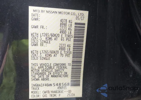 2017 Nissan Titan Xd Platinum Reserve Diesel from USA, damaged, VIN 1N6BA1F46HN548568